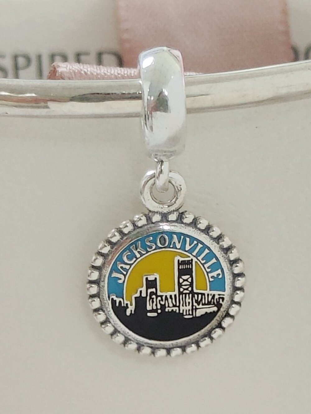Jacksonville, FL Travel Dangle Charm S925 Silver Pendant with box
